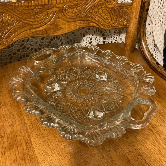 Parisi Cut Glass Tray, Footed and Handled Dish - Deep Base for Food and Display - Picture 3 of 14